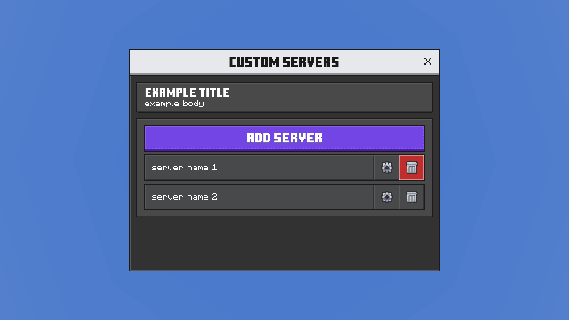 Custom Servers UI