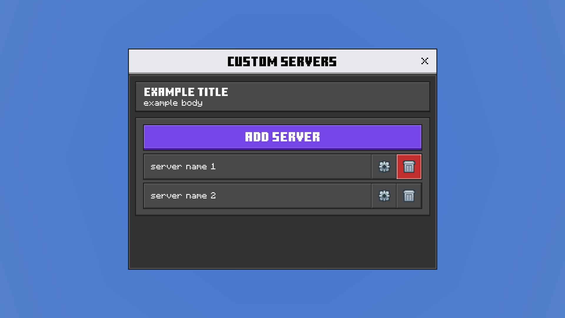 Custom Servers UI
