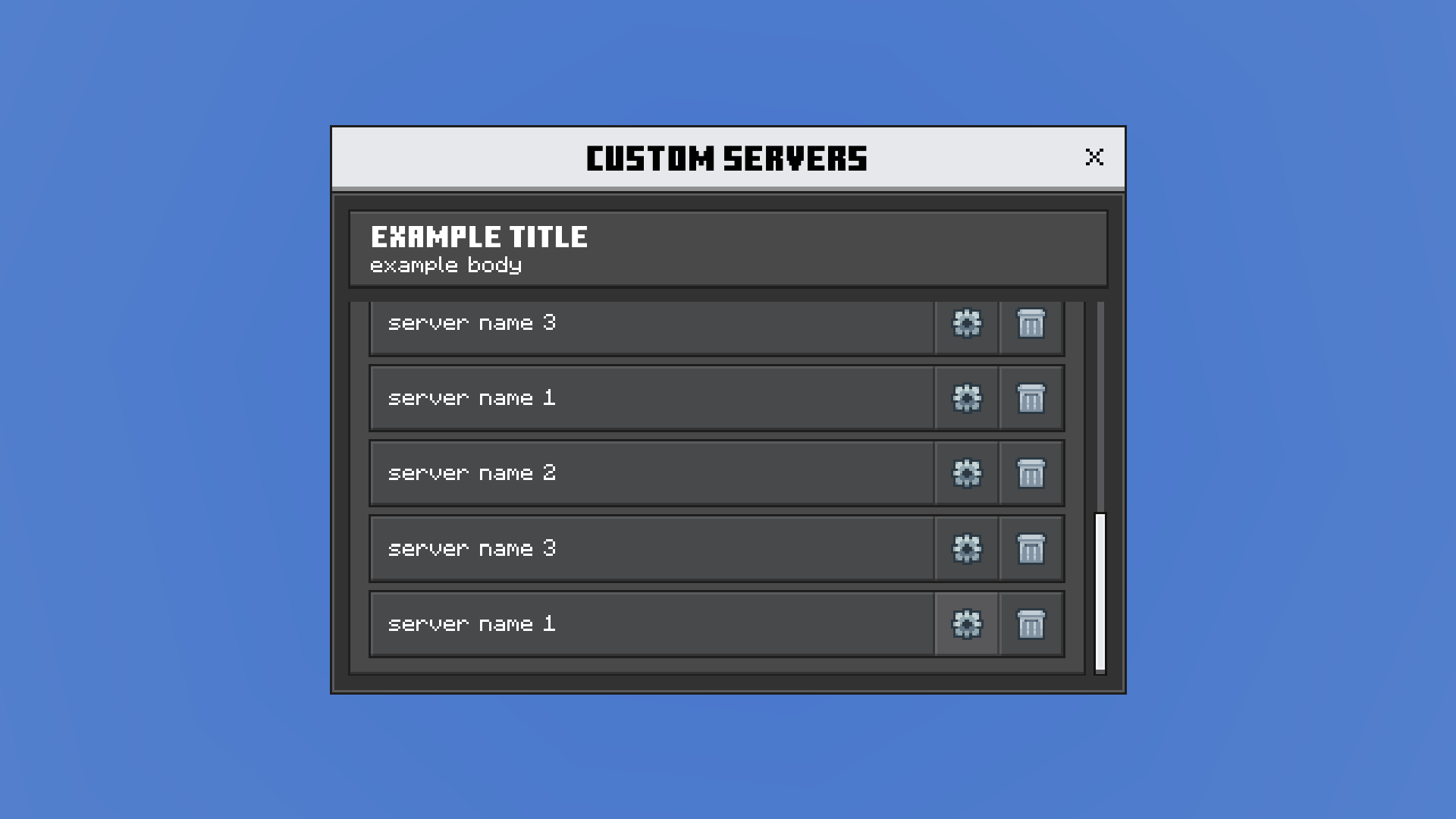 Custom Servers Scrolling